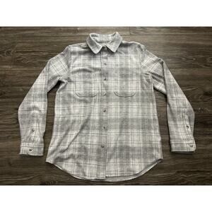 Faherty Legend Sweater Shirt Shacket Winter Clouds Plaid Size S Cabin Flannel